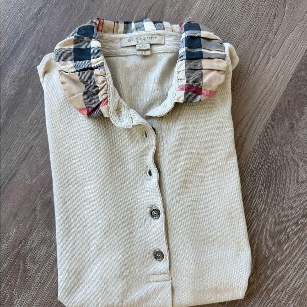 Burberry Cream Shirt with Checkered Collar